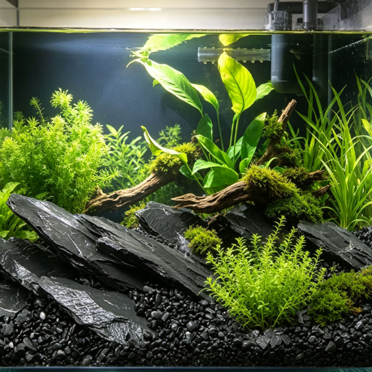 800g 5-10cm Black Slate Stone  - đánh giá và giá Aquasoil Substrate