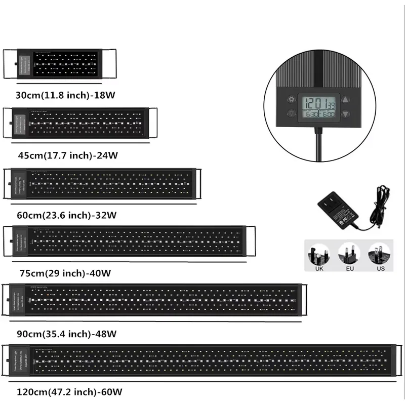 LED Aquarium Light 45cm 24W wi - đánh giá và giá Planted Aquarium Hours