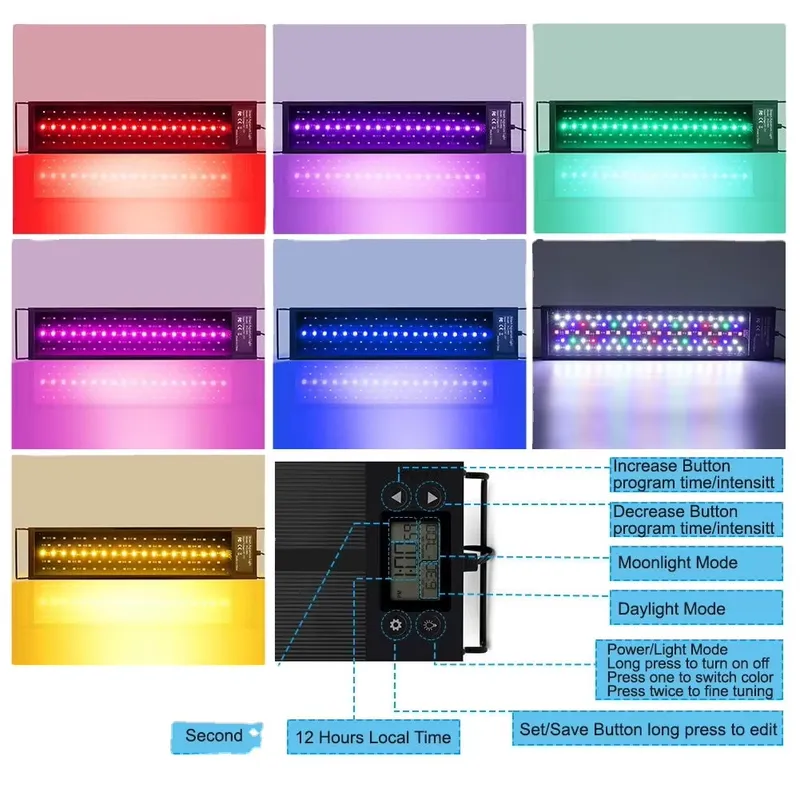 LED Aquarium Light 45cm 24W wi - đánh giá và giá Planted Aquarium Hours