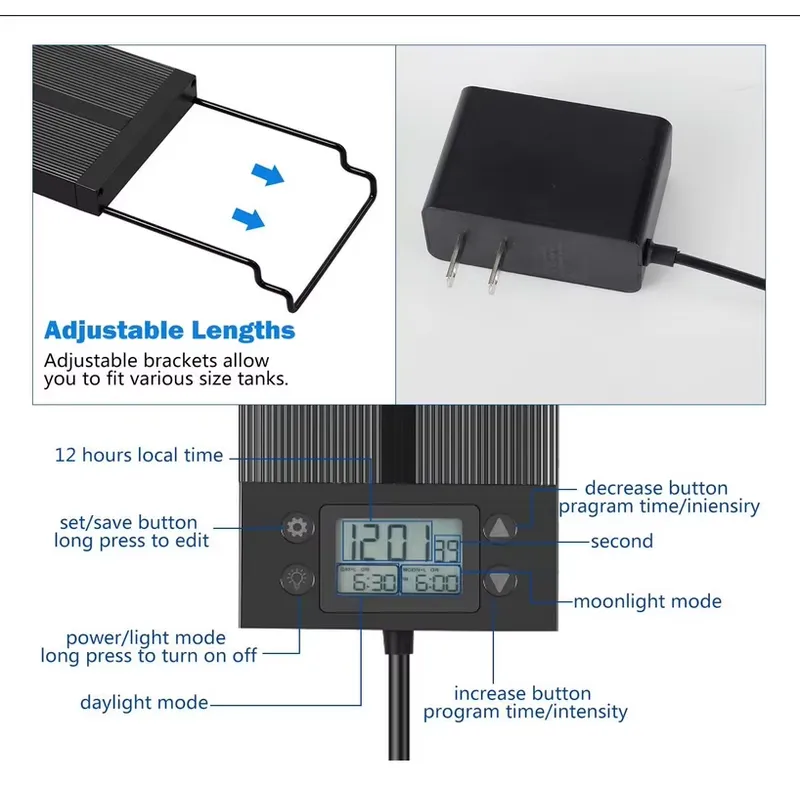 LED Aquarium Light 45cm 24W wi - đánh giá và giá Planted Aquarium Hours